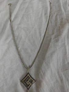Silver Tone Geometric Pendant Necklace