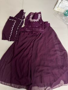 Purple chaniya choli semi stitch