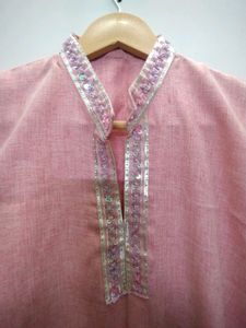 Jute Cotton kurta with mandarin collar
