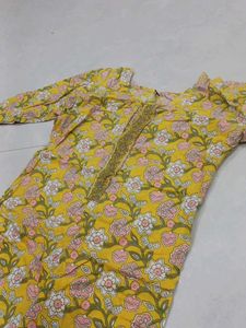 Floral Kurta Set - Yellow &amp; Pink