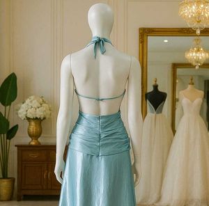 Sale🎉🎊Elegant Blue Halter Gown