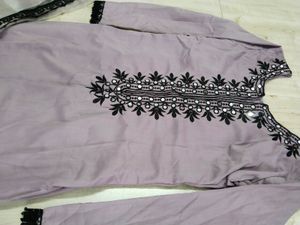 Lavender Full sleeve kurti with dupatta