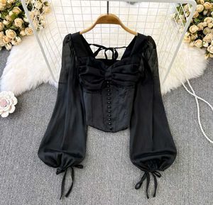 Women French Style Retro Vintage Top High Quality