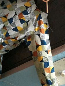 New Geometric Print Long Sleeve Anarkali kurti