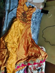 Ornate Gold Anarkali Dress
