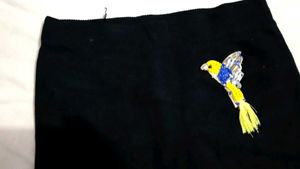Black Embroidered Mini Skirt