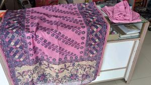 Straight Pink Printed Cotton Blend Kurta Bottom