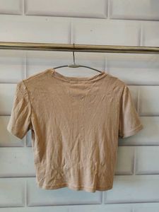 Tan Cropped Tee with NY Logo