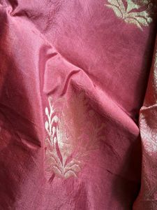 Rust Sari with Gold Floral Design