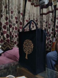BEAUTIFUL (Tree) CANVAS BLACK TOTE/LUNCH BAG