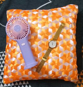 Hanmade Decorative Cushion with Geometric Ribbon W