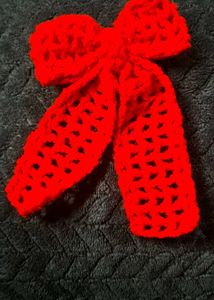 Red Crochet Hair Bow