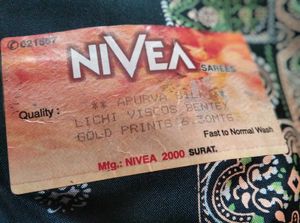 Gold Printed  Black Saree In Viscos Bentex