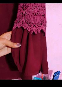 Beautiful Top With Pearl Neck And Stylish Sleeves