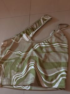 One-Shoulder Printed Crop Top