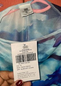 Blue Abstract Print Top