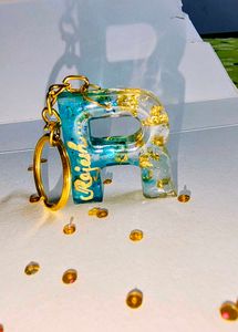 Resin Initial Keychain - R