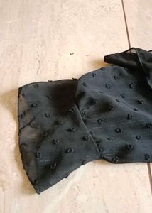 Black Polka Dot Ruffle Top