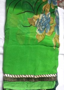 Triple Green Floral Saree With Blouse