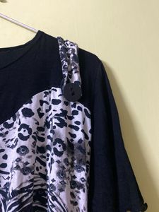 Black Top With White Embroidery And Mixed