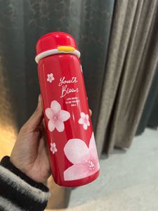 Red Floral Water Bottle