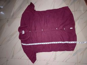 American Eagle Burgundy Button-Down Shirt