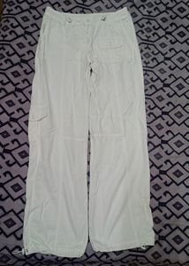 Low Waist White Cotton Cargo