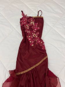 Burgundy Embellished Gown