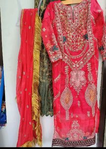 Sale Heavy Organza Pakistani Suit With Full Zari