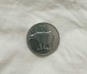 Ancient 25 Paisa Rhino Steel Coin