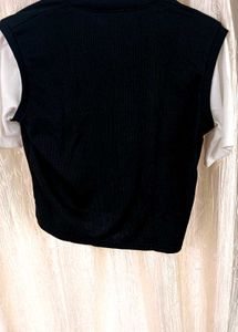 Black &amp; White Layered Top