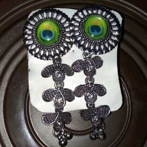 Peacock Feather Dangle Earrings