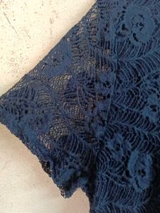 Trendy Women&#39;s Lace Top Layered Navy Blue