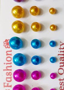 New Designer 3 Dozen Multi colour and White Round Pearl Earringd 36 Set Earring  Stud For Girls  Women Fashion School Children Kids College Girls ladies fashion stud earrings