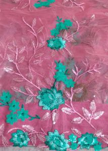 Net Saree Embroidered With Blouse Nd Peticot