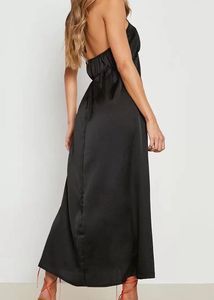 Boohoo Halter Neck Satin Maxi
