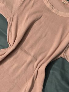 fitted Peach ribbed Top