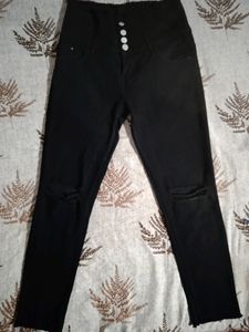 Ripped High-Waisted Black Jeans