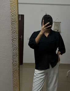 Black Sheer Cowl Neck Style Chiffon TOP