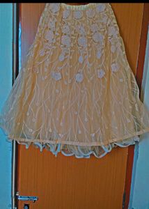 Yellow Gown With Dupatta And Stitched Blouse