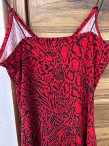 Red Animal Print Slip Dress