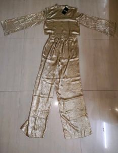 Shein Party Shimmer Crop Top &amp; Pant Co-Ord Set