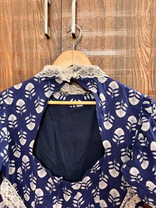 Blue &amp; White Floral Print Dress
