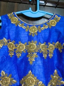 New Stylish Blue &amp; Orange Embroidered Lehenga Set