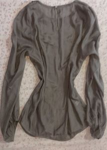 See-through Gray Long Sleeve Top