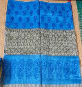 Elegant Blue Printed Saree