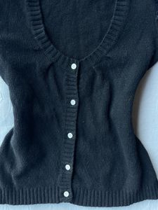 Black Button-Up Knit Top