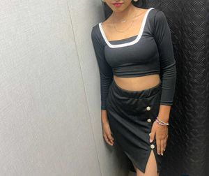 Black Crop Top With White Border