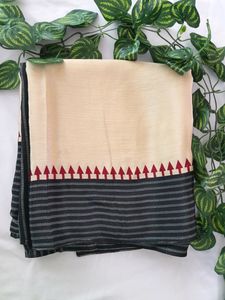 Cream and Black Saree ( Women's)