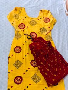 Yellow Printed Kurta set